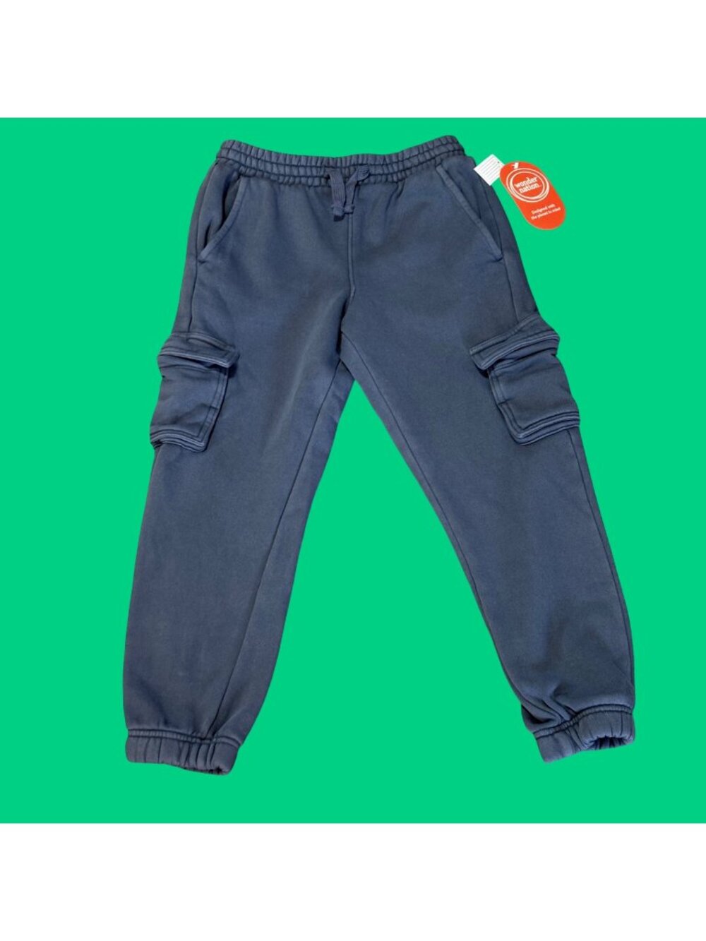 Wonder Nation Kids Fleece Cargo Pants Small S (6-7) Slate Gray Elastic Waist